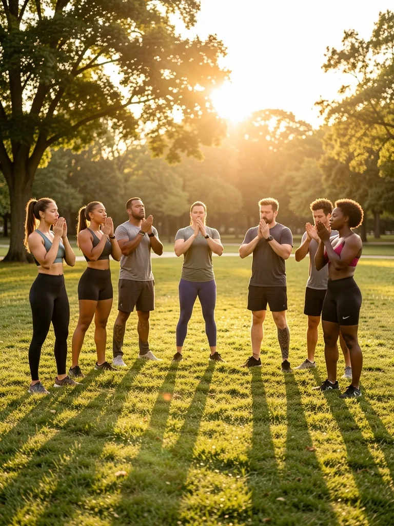 Session de respiration en groupe au parc