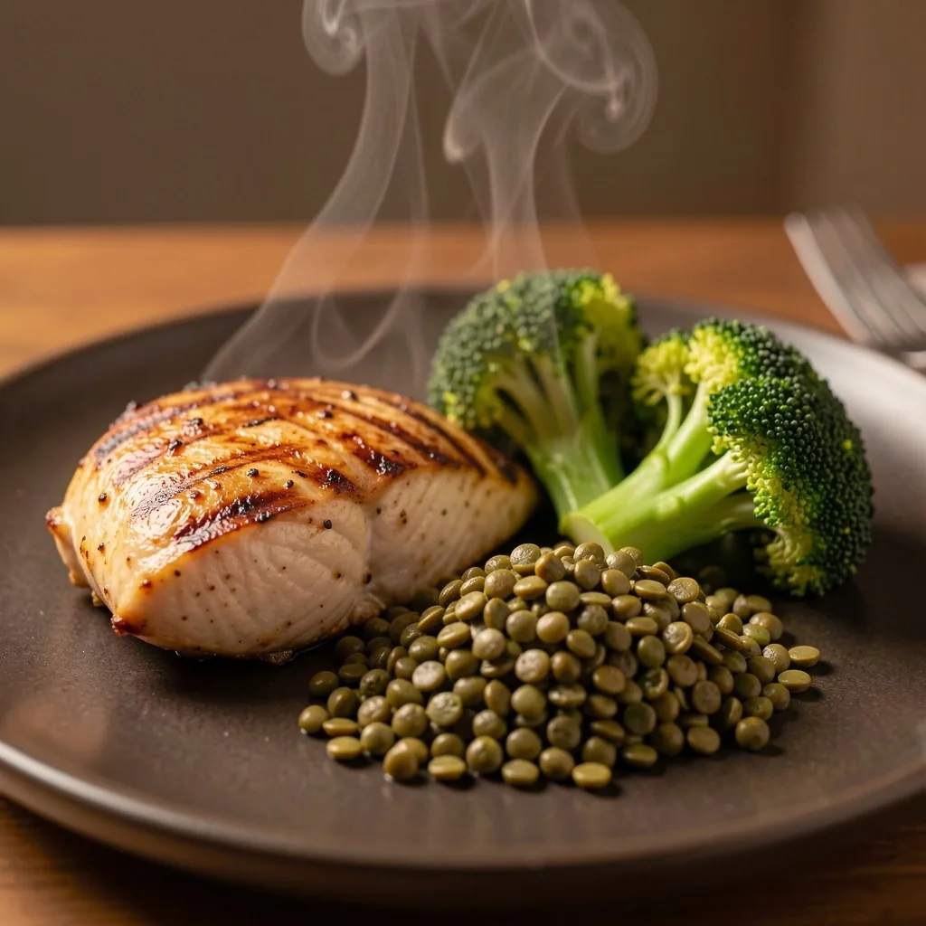 Assiette équilibrée protéines et légumes