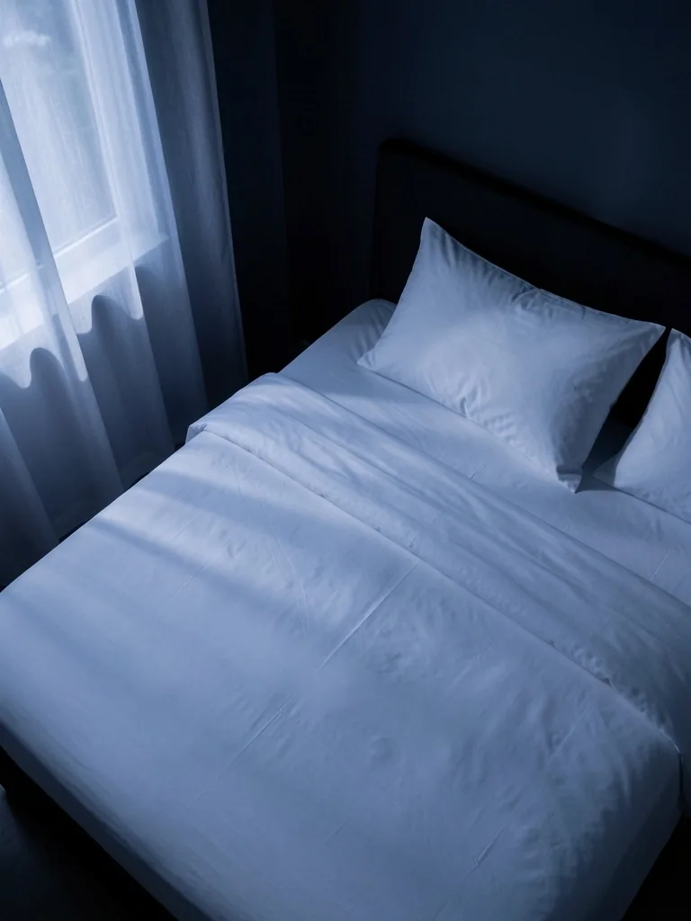 Chambre minimaliste au coucher de soleil