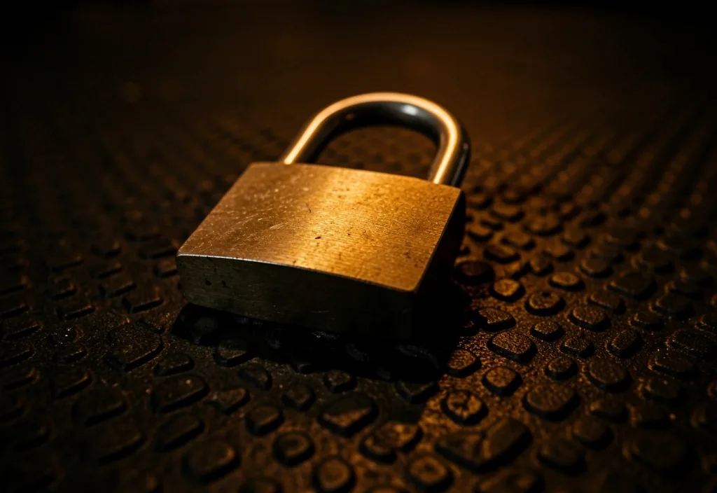 Cadenas en acier sur sol de salle de sport, illustrant la sécurisation des données